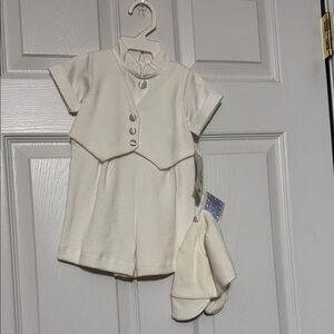 Cream Textured Infant Romper Set